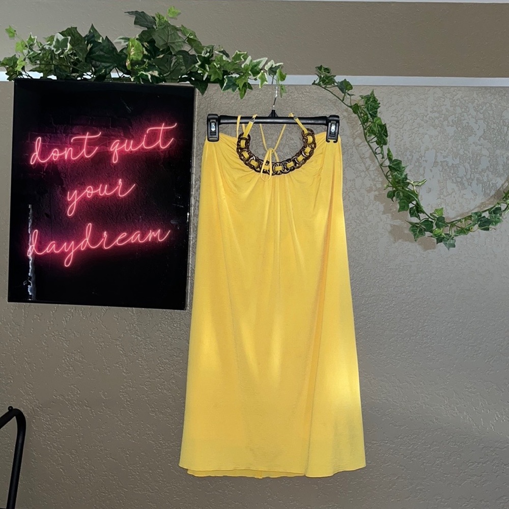 Embellished Collar BCX Yellow Dress